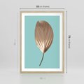 Plakat w ramie 50x70 - Delikatna Harmonia - złote, liście - rama drewno