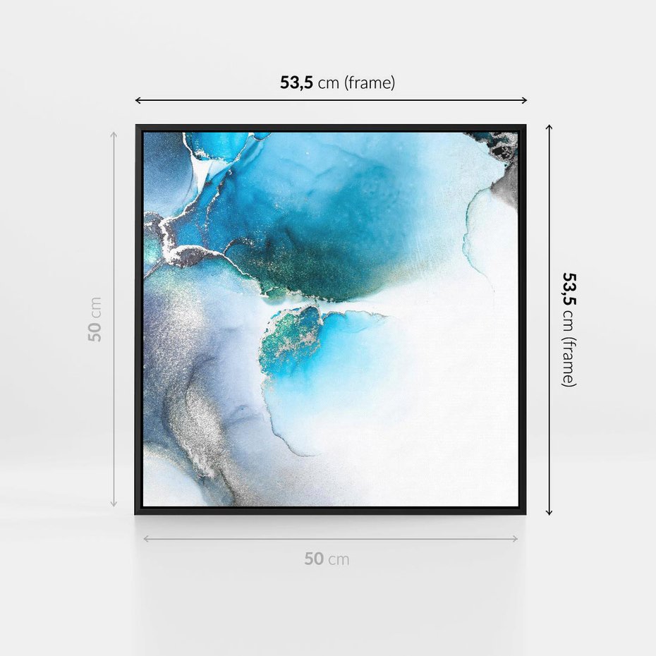 Obraz w ramie 50x50 - Marmur złotą akwarelą - marmur, akwarela - rama czarna