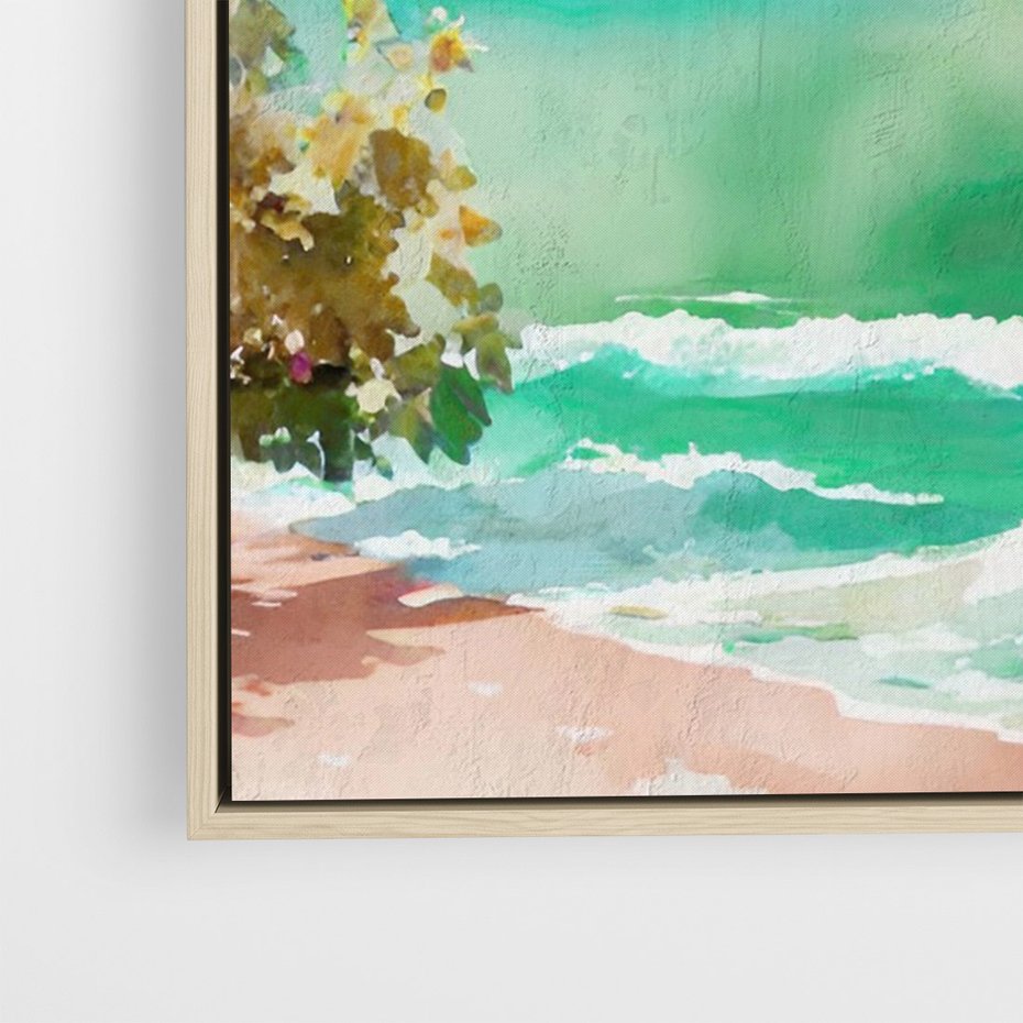 Obraz w ramie 50x70 - Na Zboczu - akwarela, nadmorski pejzaż - rama drewno