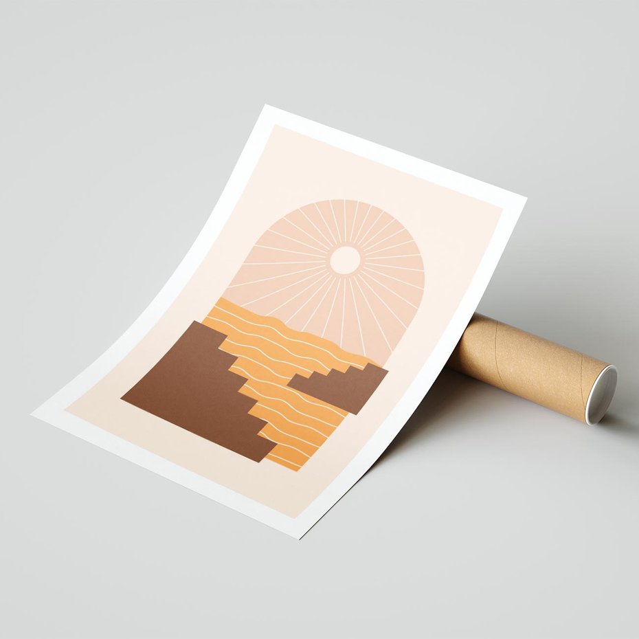 Plakat bez ramy 21x30 - Słoneczne Inspiracje w Stylu Boho - boho grafika, słońce