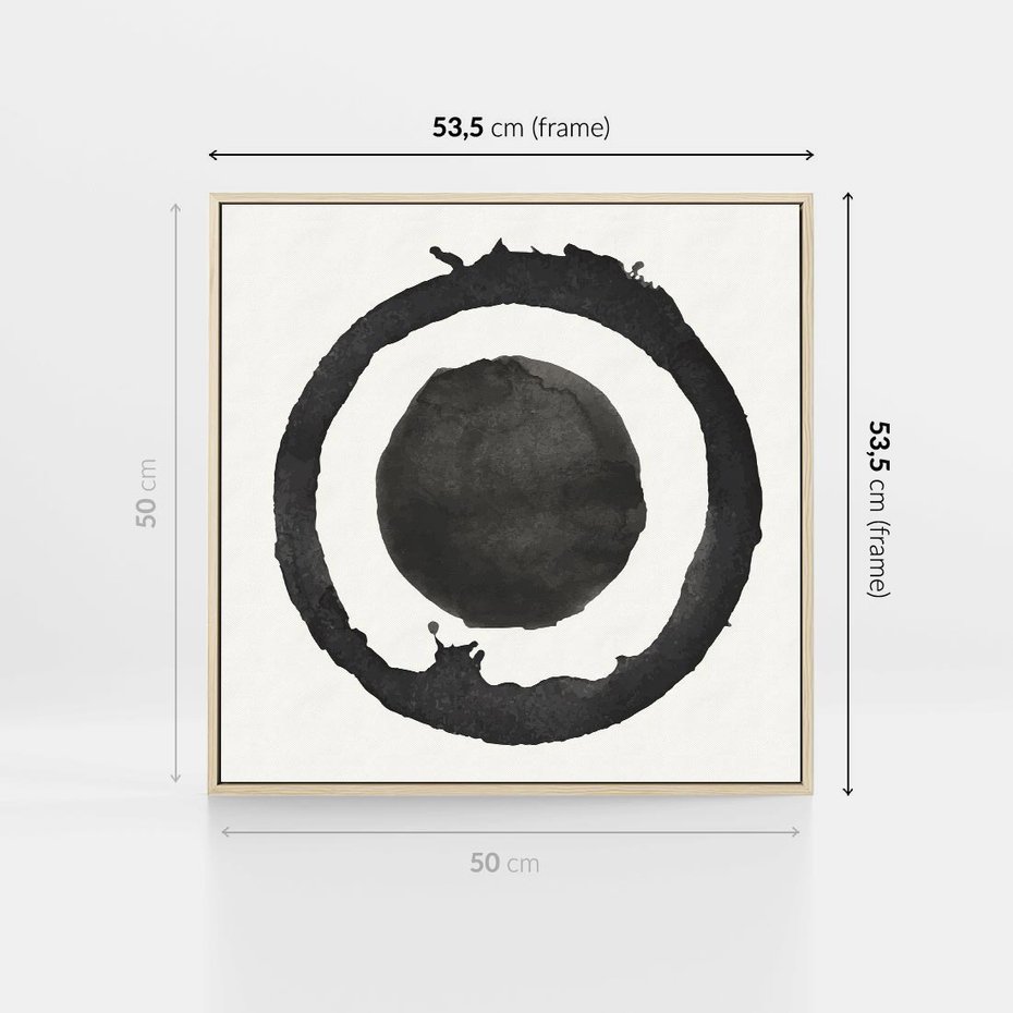 Obraz w ramie 50x50 - Harmonijne Emocje - abstrakcyjne plamy okręgi, akwarelowe - rama drewno