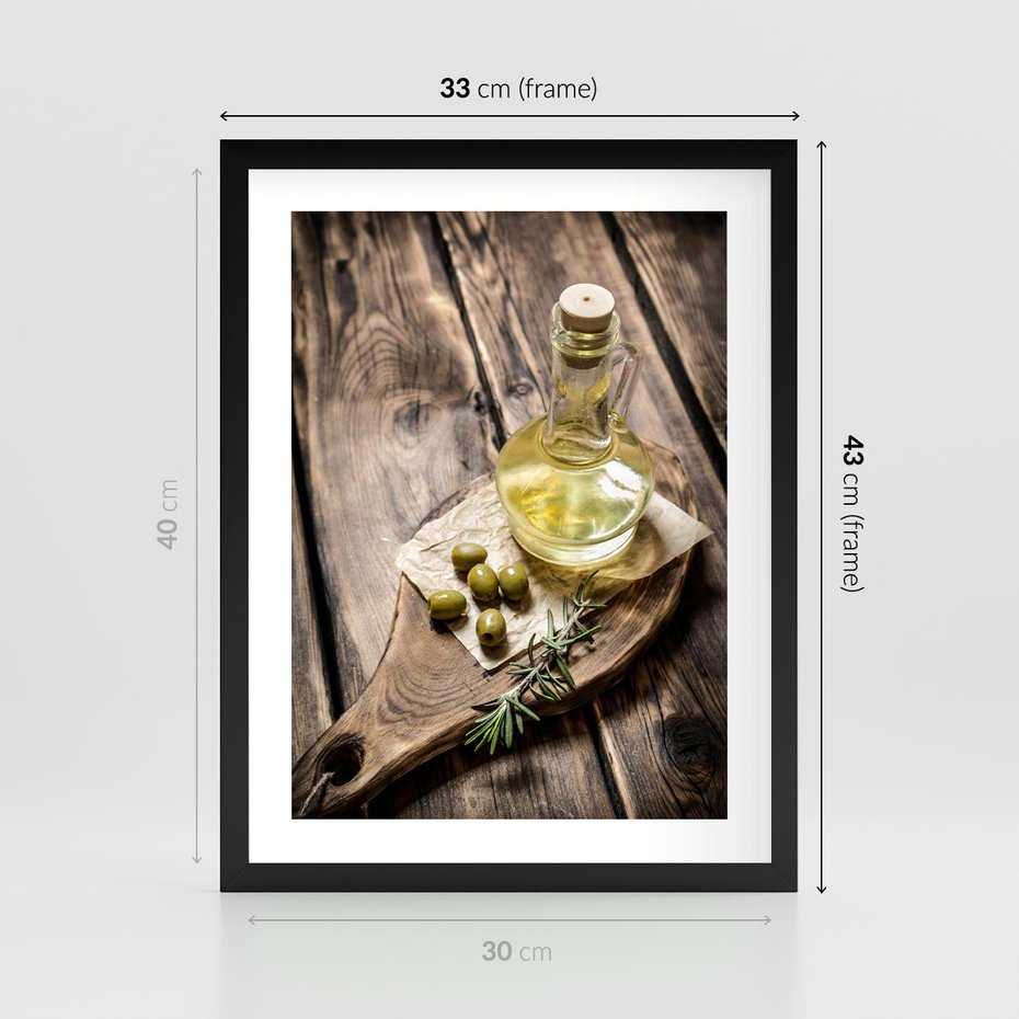 Plakat w ramie 30x40 - Oliwki w restauracji - oliwa, oliwki - rama czarna