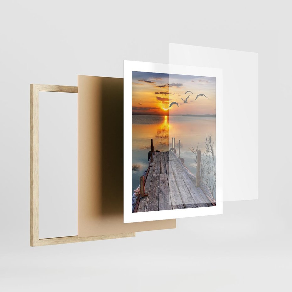 Plakat w ramie 40x50 - Magia zachodu słońca - zachód, słońca - rama drewno