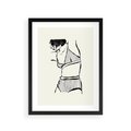 Plakat w ramie 30x40 - Minimalistyczny Urok - szkic, kobieta w bieliźnie - rama czarna