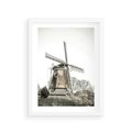 Plakat w ramie 30x40 - Wiejska Idylla z Młynem - wiatrak, młyn - rama biała