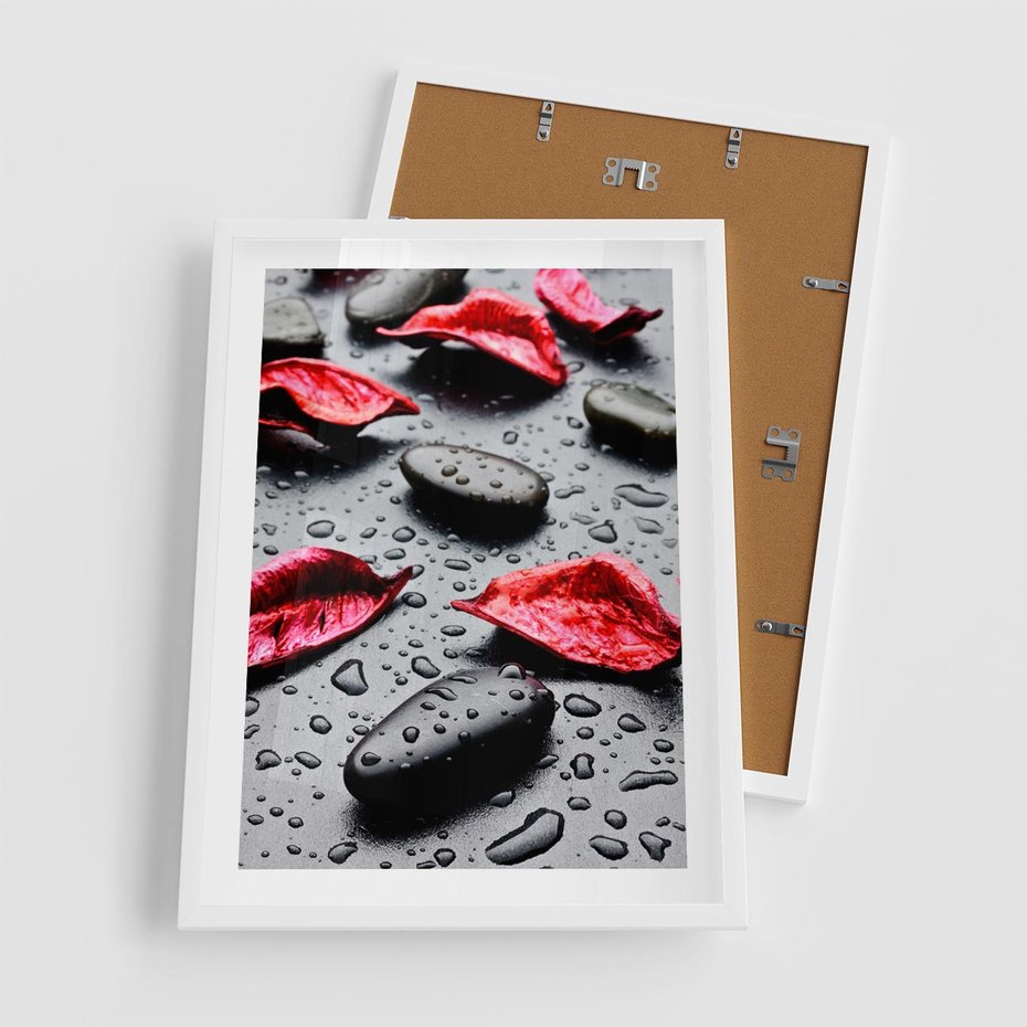 Plakat w ramie 50x70 - Spa wśród Natury - spa, kamienie - rama biała