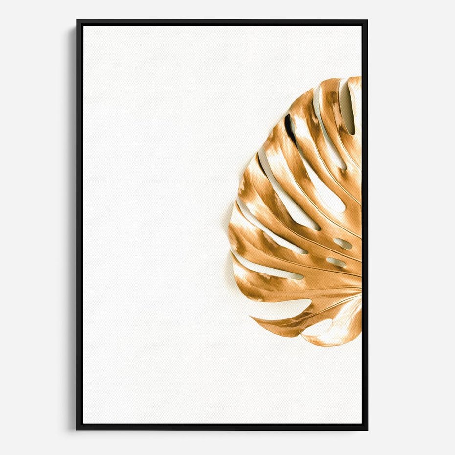 Obraz w ramie 70x100 - Przyjemność dla Oczu - złote, liście - rama czarna
