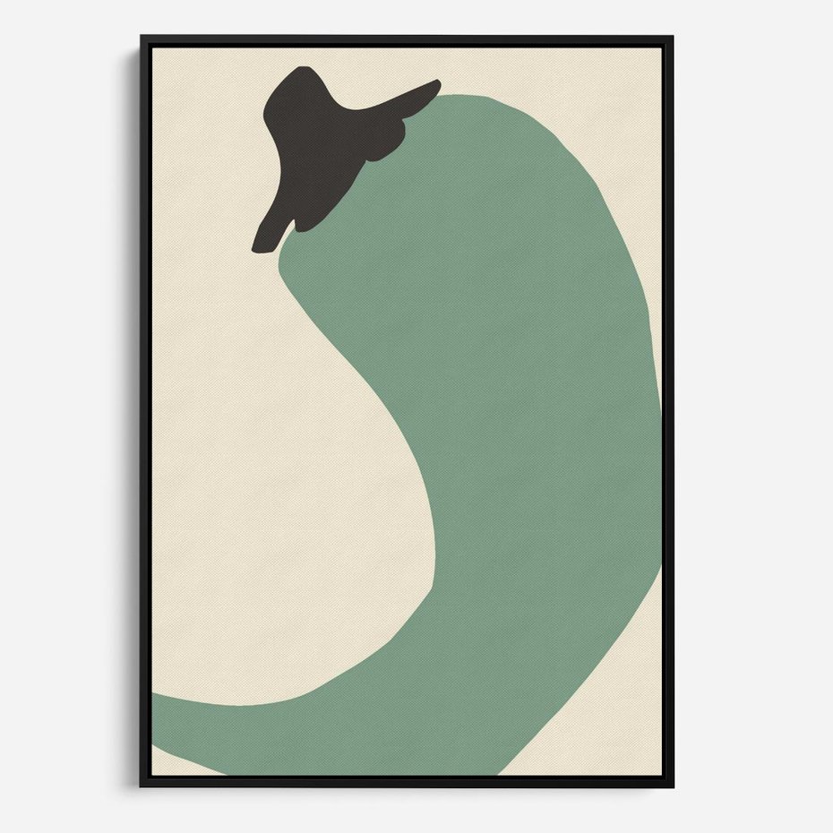 Obraz w ramie 70x100 - Granice Akwareli - abstrakcyjny minimalistyczny obraz, zielona papryczka - rama czarna