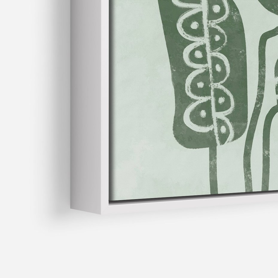 Obraz w ramie 50x70 - Nurtująca Zieleń - abstrakcyjny zielony motyw, skandynawski design - rama biała