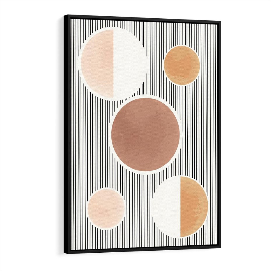 Obraz w ramie 70x100 - Rozplątane Granice - abstrakacyjna nowoczesna sztuka, koła okręgi - rama czarna
