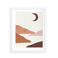 Plakat w ramie 40x50 - Księżycowa Refleksja - nowoczesna sztuka, góry - rama biała