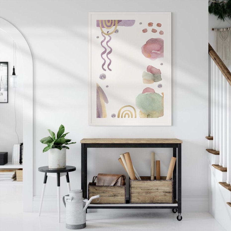 Plakat bez ramy 40x50 - Pastelowe Wnętrza Emocji - abstrakcyjny palakt, akwarelowe plamy