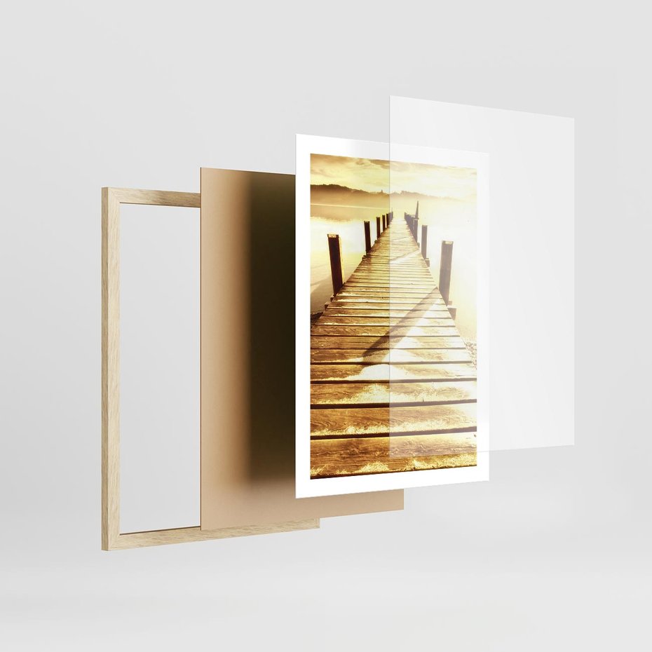 Plakat w ramie 50x70 - Stary pomost w sepia - pomost, sepia - rama drewno