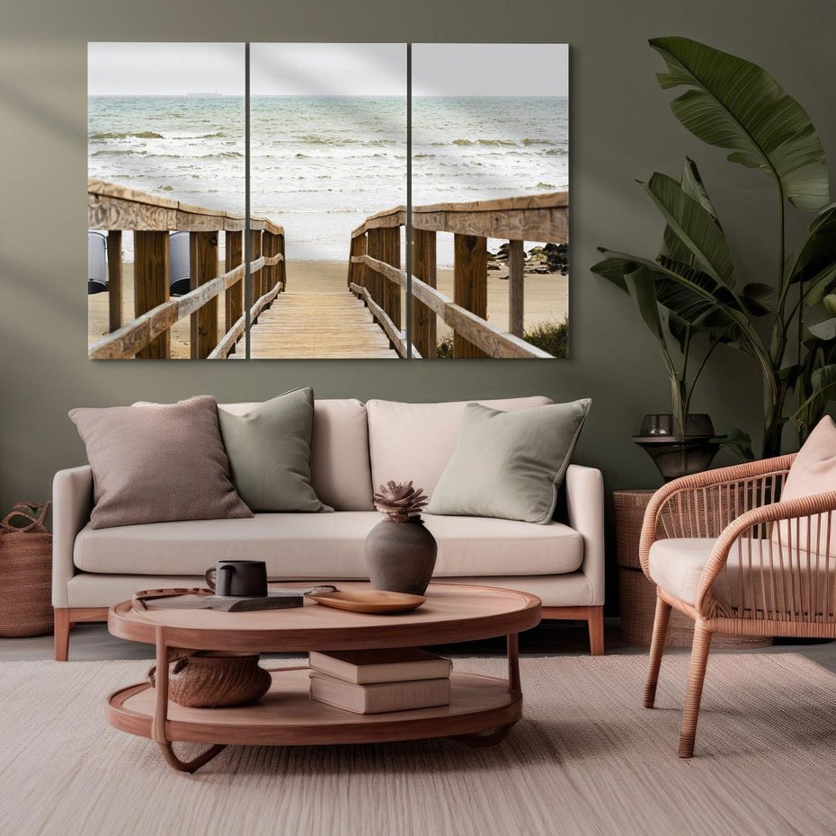Obraz na płótnie 120x80 - Morze i drewniany pomost - morze, pomost