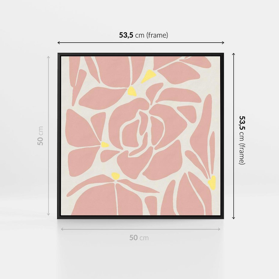 Obraz w ramie 50x50 - Rozplątane Akwarelowe Formy - abstrakcyjne boho kwiaty, kompozycja - rama czarna