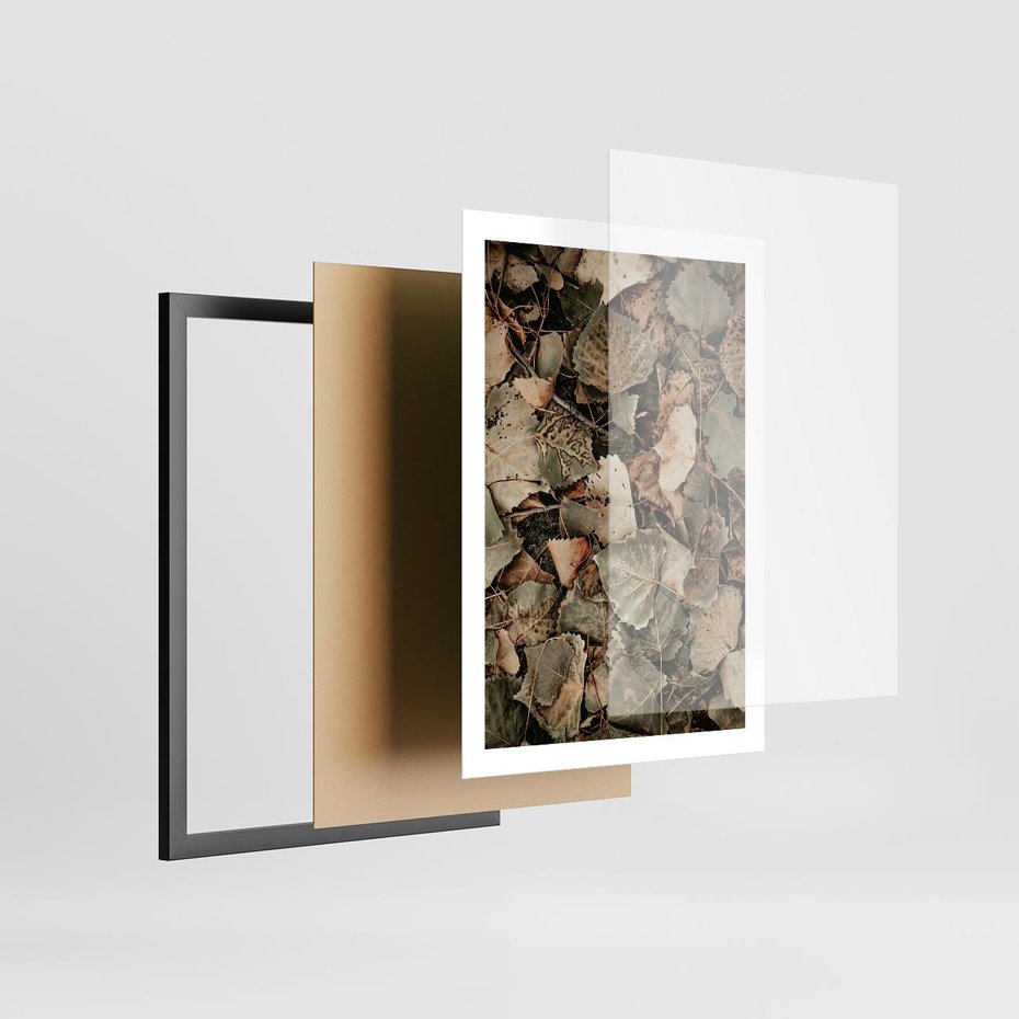 Plakat w ramie 50x70 - Magia Jesiennych Liści - liście, suche liście - rama czarna