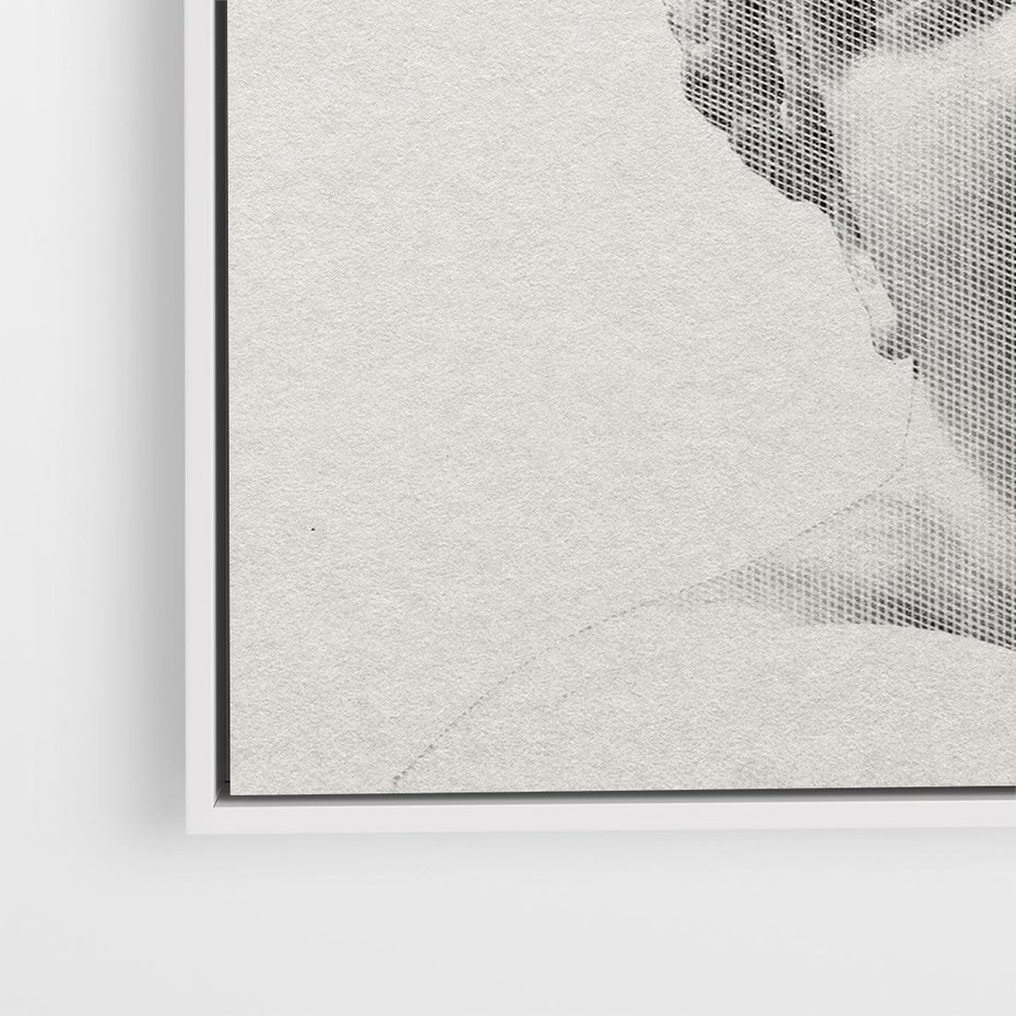 Obraz w ramie 80x80 - Szarość w Kamieniu - monochromatyczna marmurowa rzeźba, odcienie szarości - rama biała