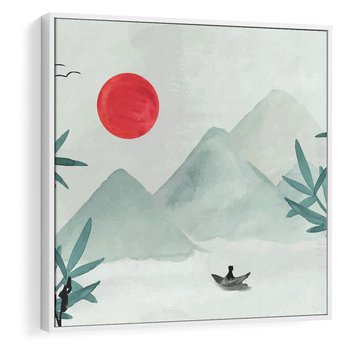 Obraz w ramie 50x50 - Zaklęte Wzgórza - krajobraz, japonia - rama biała