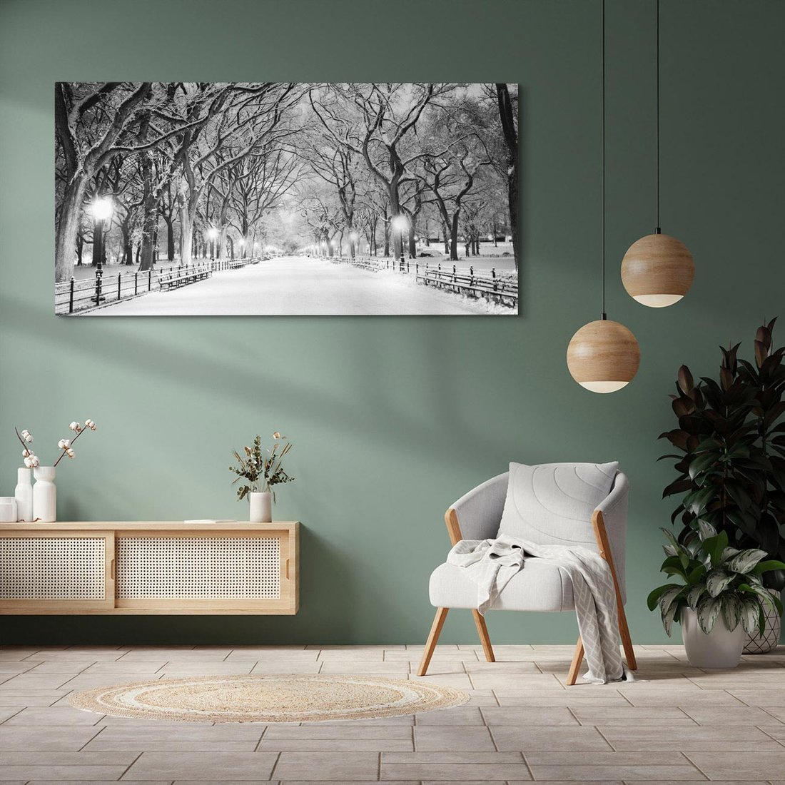 Obraz na płótnie 120x60 - cisza wśród drzew - zima, park