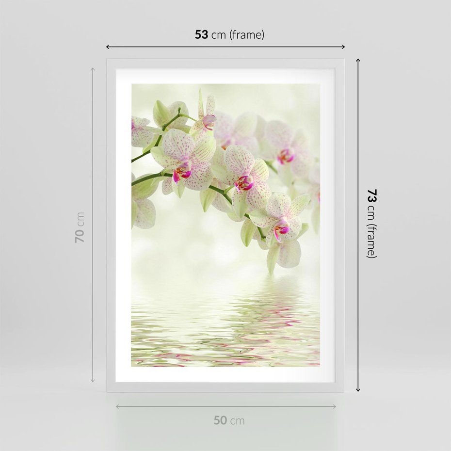 Plakat w ramie 50x70 - Orchidea w Spa - orchidea, kwiaty - rama biała