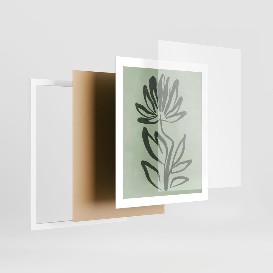 Plakat w ramie 40x50 - Zieleń Wyjątkowego Ukojenia - zielona abstrakcja, zgaszona zieleń - rama biała