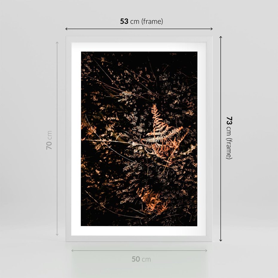 Plakat w ramie 50x70 - Jesienna Melodia - suche trawy, paprocie - rama biała