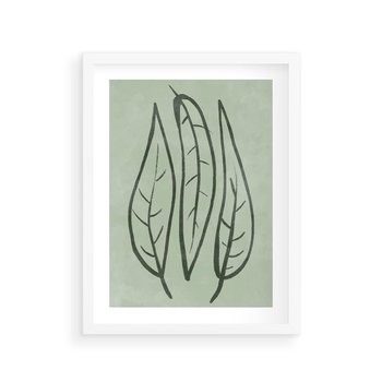 Plakat w ramie 40x50 - Energetyczne Ekspresje Natury - zielony plakat, roślinne motywy - rama biała