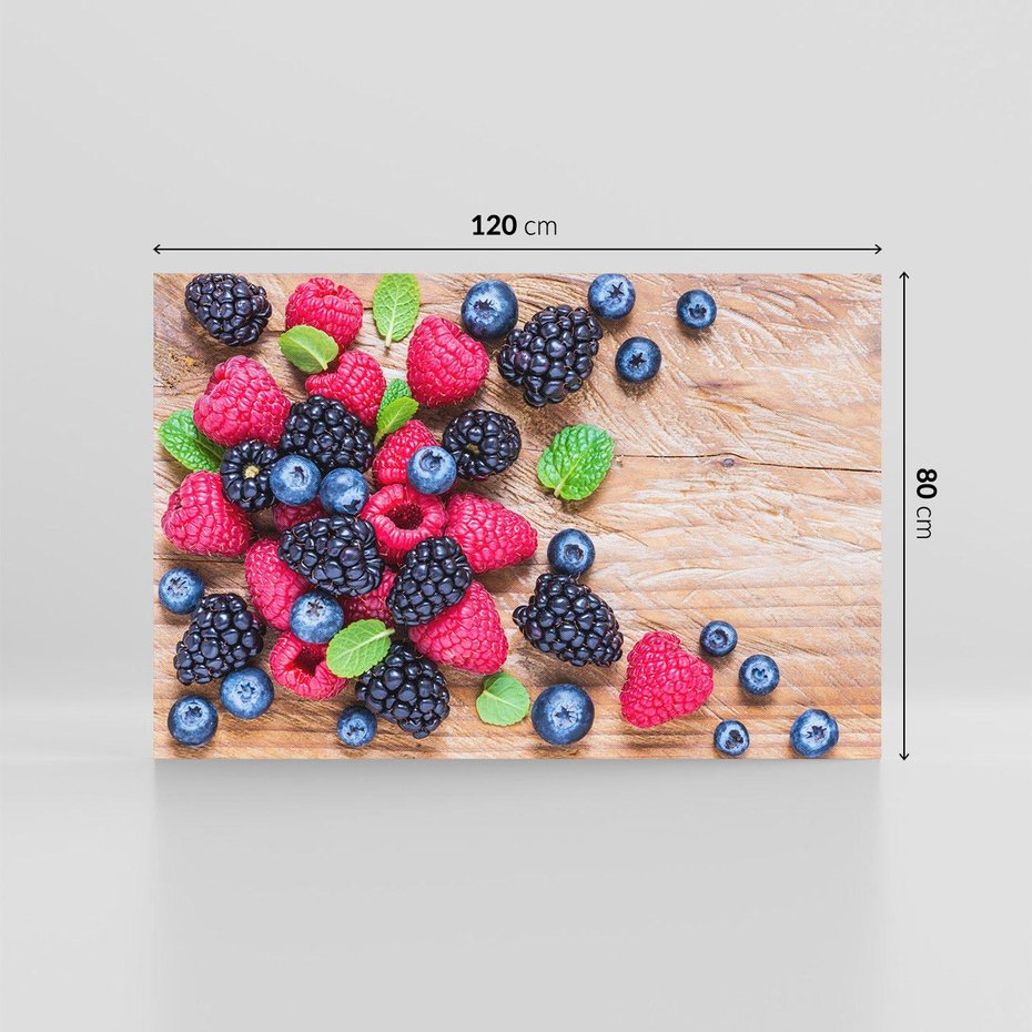 Obraz na płótnie 120x80 - Smak malin i borówek - owoce, leśne