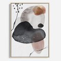 Obraz w ramie 50x70 - Impresje Harmonii - abstrakcyjne plamy akwarelowe, czarny szkic - rama drewno