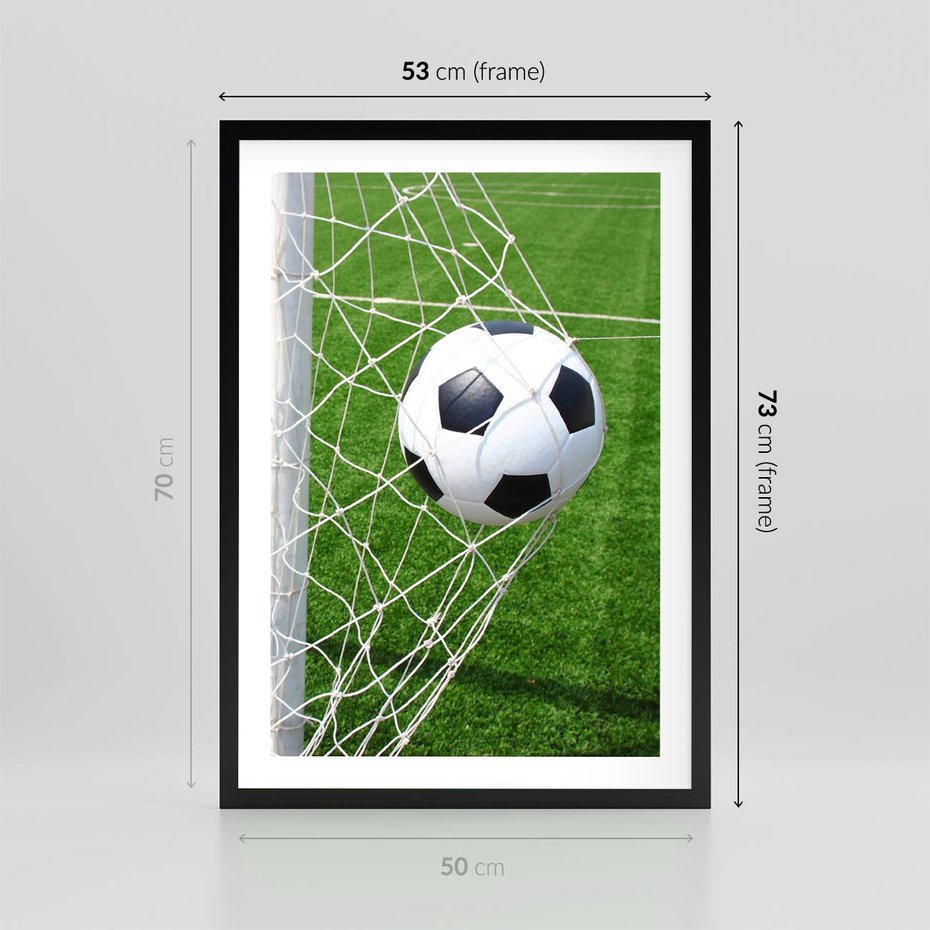 Plakat w ramie 50x70 - Namiętność Piłki i Gola - piłka nożna, gol - rama czarna