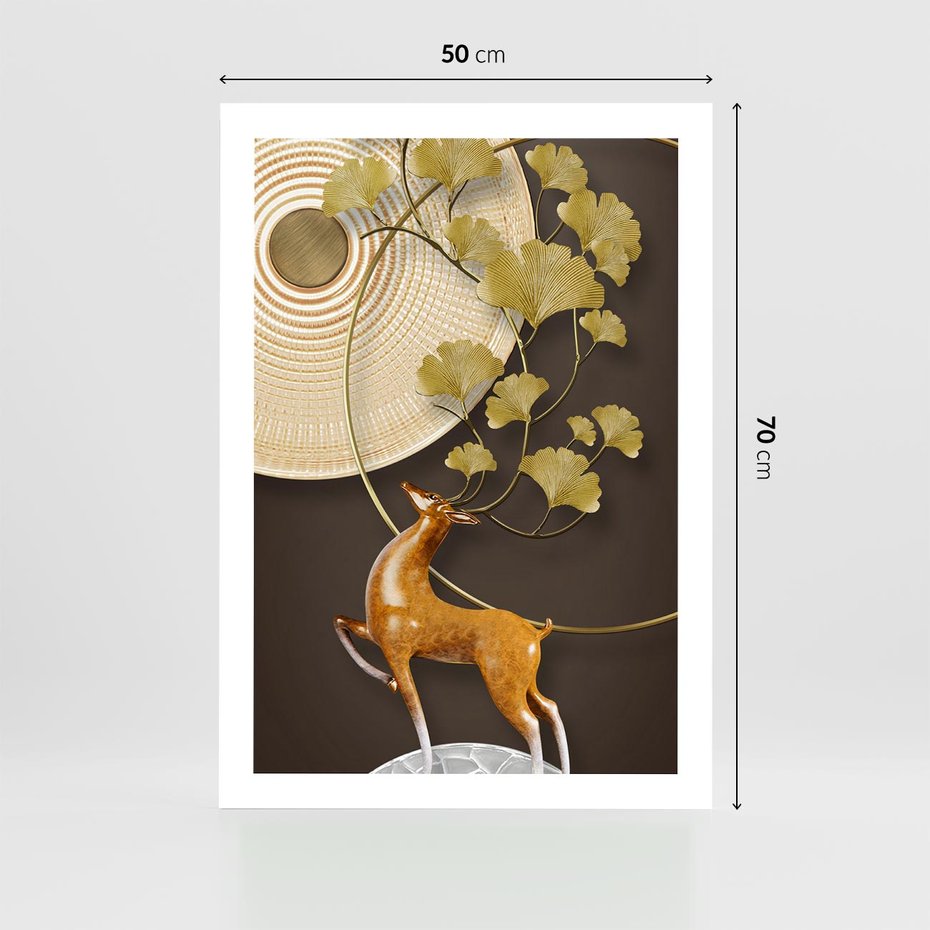 Plakat bez ramy 50x70 - Elegancja i Tradycja - złote, liście