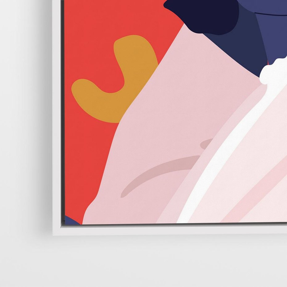 Obraz w ramie 80x80 - Kobieca Przenikliwość - nowoczesny plakat, styl retro - rama biała