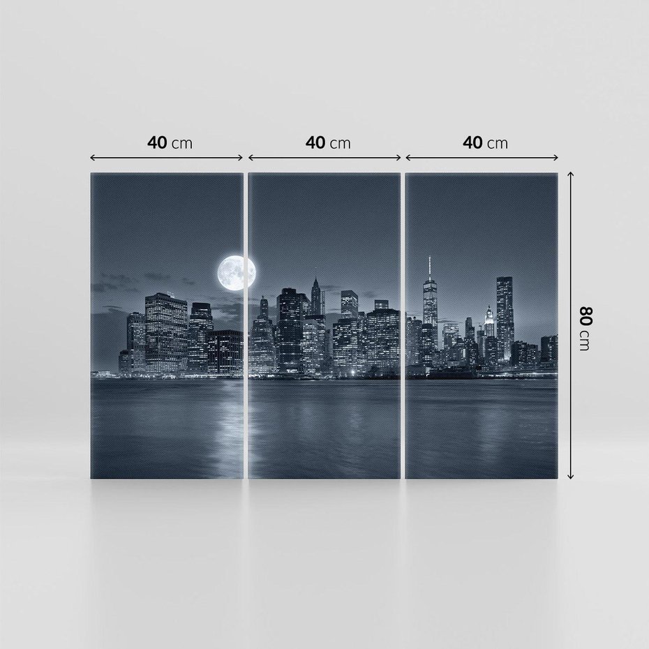 Obraz na płótnie 120x80 - Księżyc nad miastem nocą - księżyc, miasto