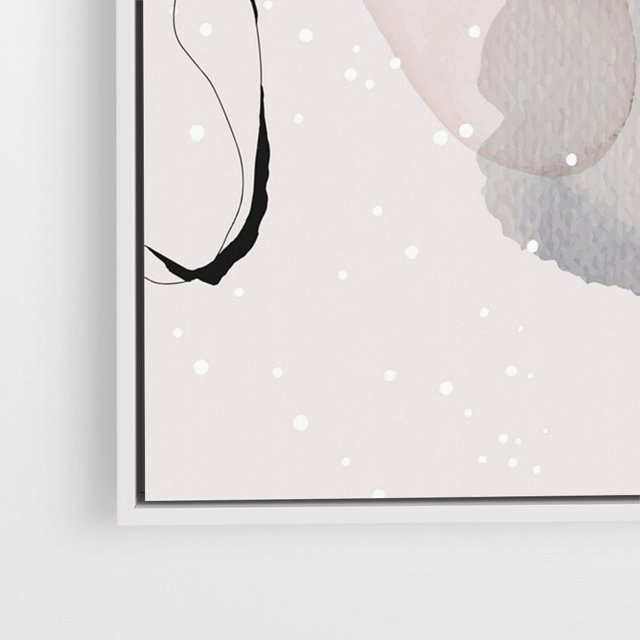 Obraz w ramie 80x120 - Migocące Barwy - abstrakcyjne plamy akwarelowe, czarny szkic - rama biała