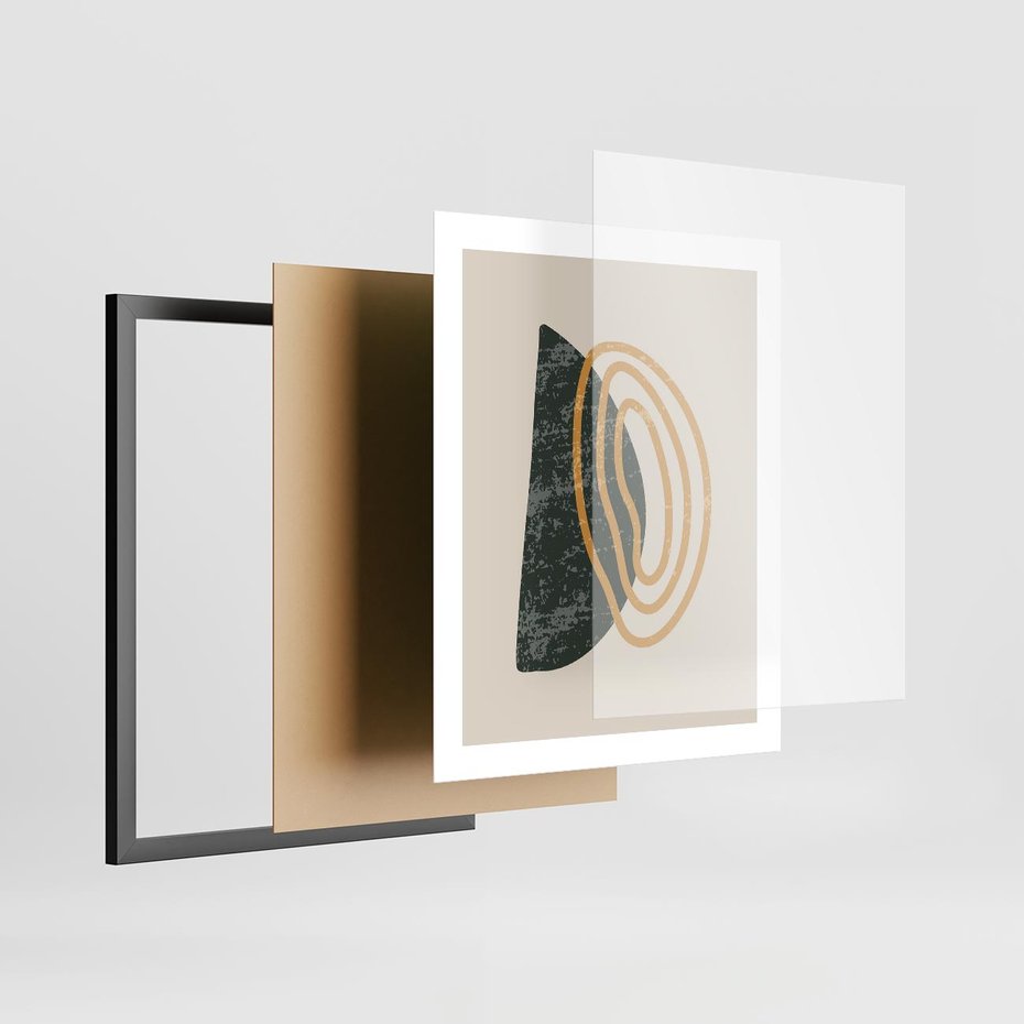 Plakat w ramie 40x50 - Nowoczesne Dialogi Materii - nowoczesny plakat, abstrakcyjne kształty - rama czarna