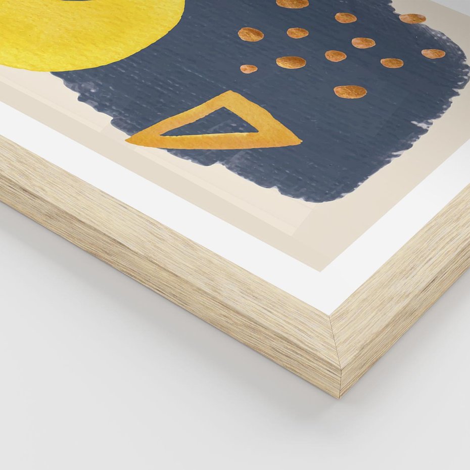 Plakat w ramie 40x50 - Migocące Nocne Barwy - abstrakcyjna akwarelowa plama, granatowa - rama drewno