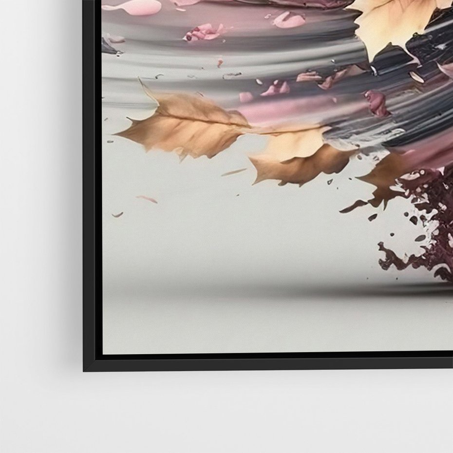 Obraz w ramie 70x100 - Kwiatowy Wir - nowoczesna grafika komputerowa, wir z kwiatów - rama czarna