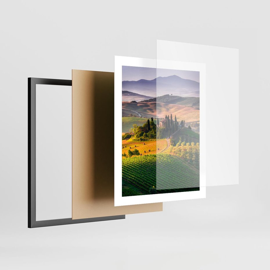 Plakat w ramie 40x50 - Pejzaż w perspektywie - pejzaż, perspektywa - rama czarna