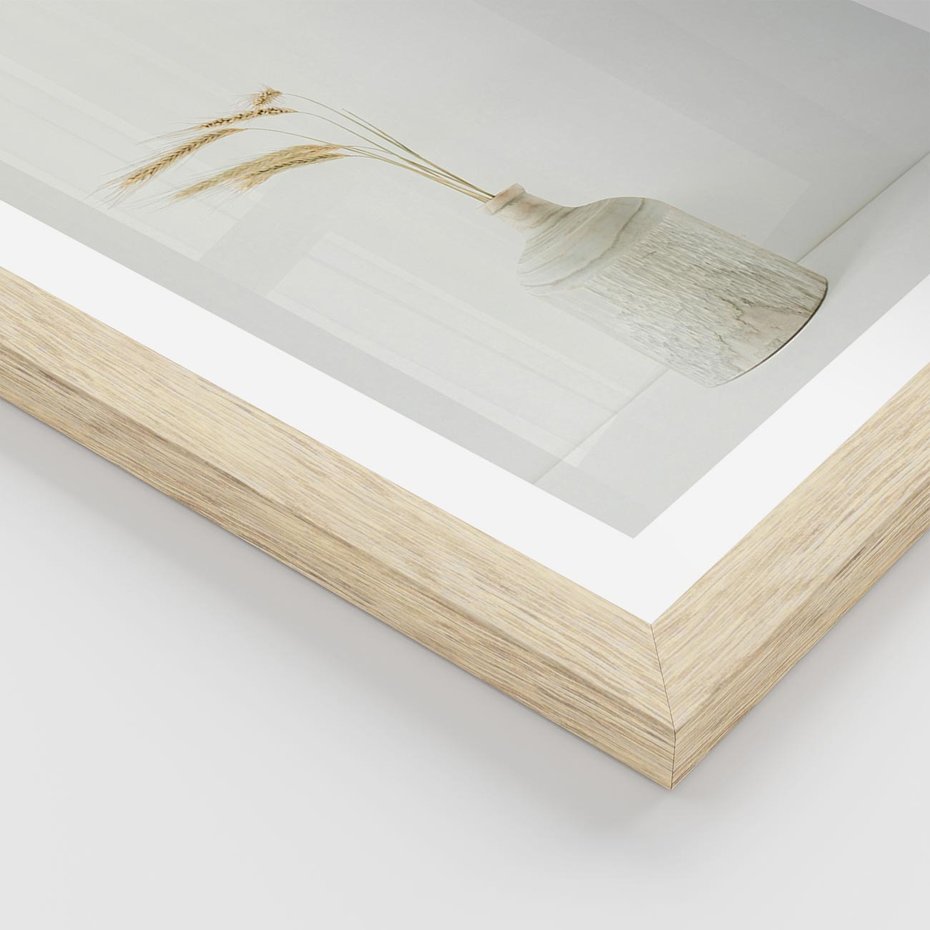 Plakat w ramie 40x50 - Sztuka Prostoty - minimalistyczny wazon, źdźbła traw - rama drewno