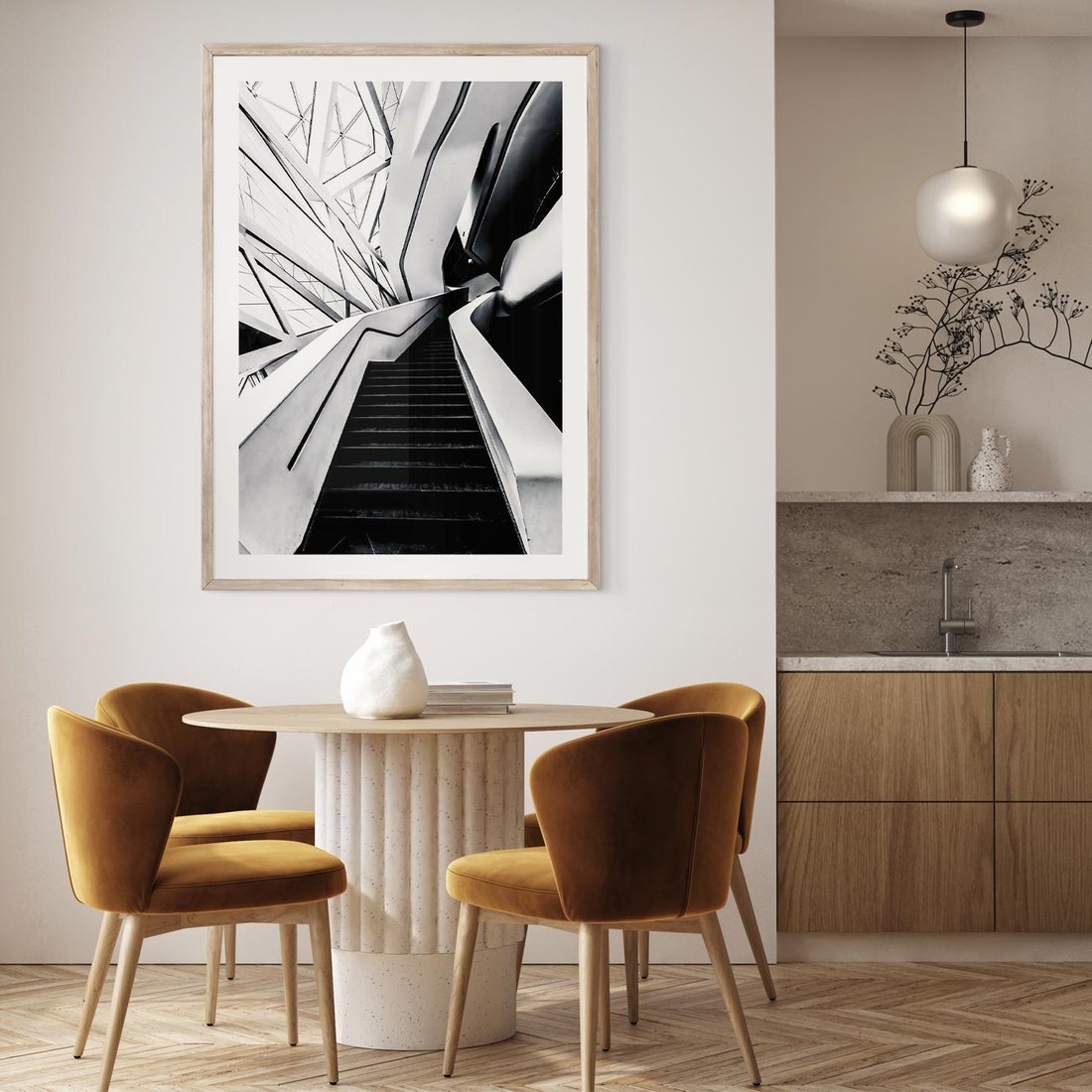 Plakat w ramie 50x70 - Współczesne Kształty - architektura, nowoczesne formy - rama drewno