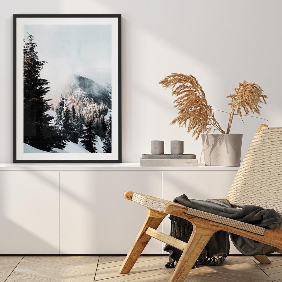 Plakat bez ramy 50x70 - Góry, Las i Śnieg na Obrazie - góry, las