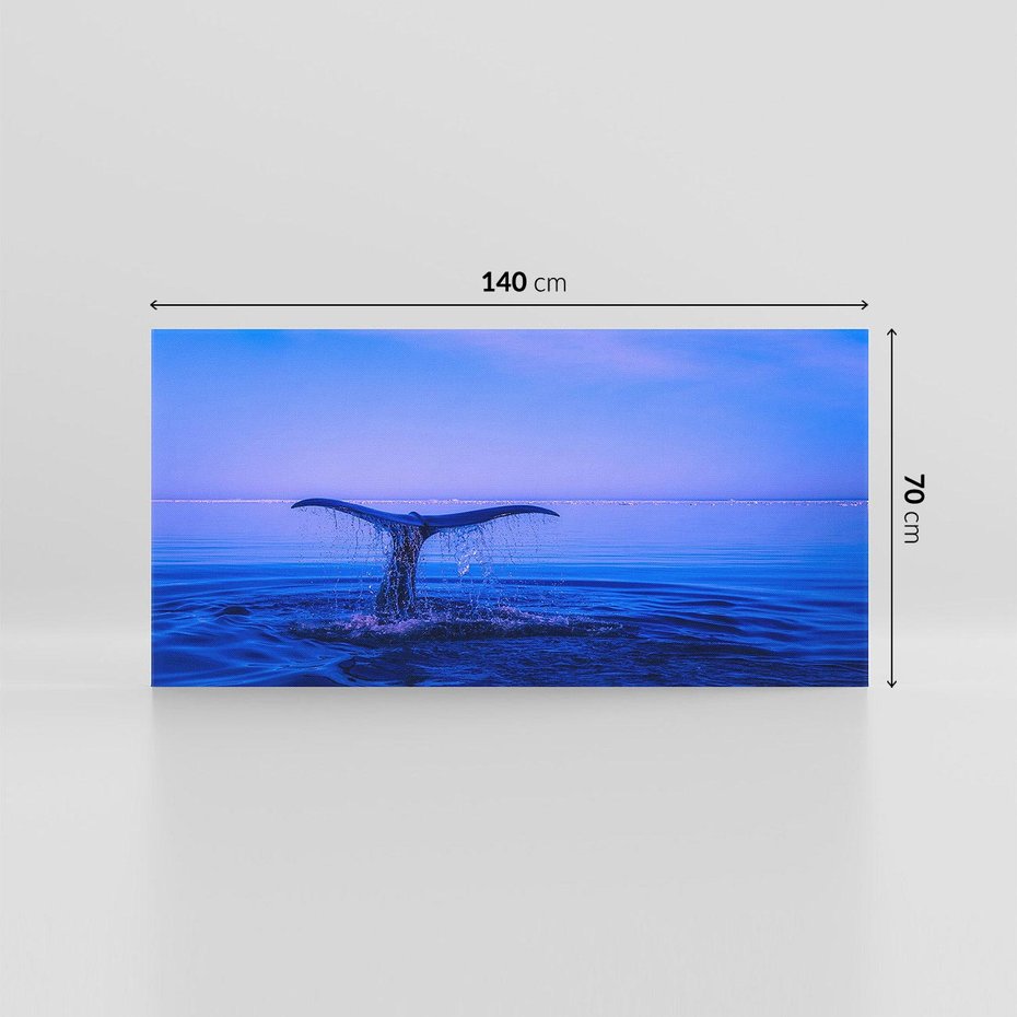 Obraz na płótnie 140x70 - Morze, fale i skały - wieloryb, morze