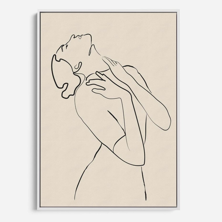 Obraz w ramie 80x120 - Bezkresny Taniec - kobieta, szkic - rama biała