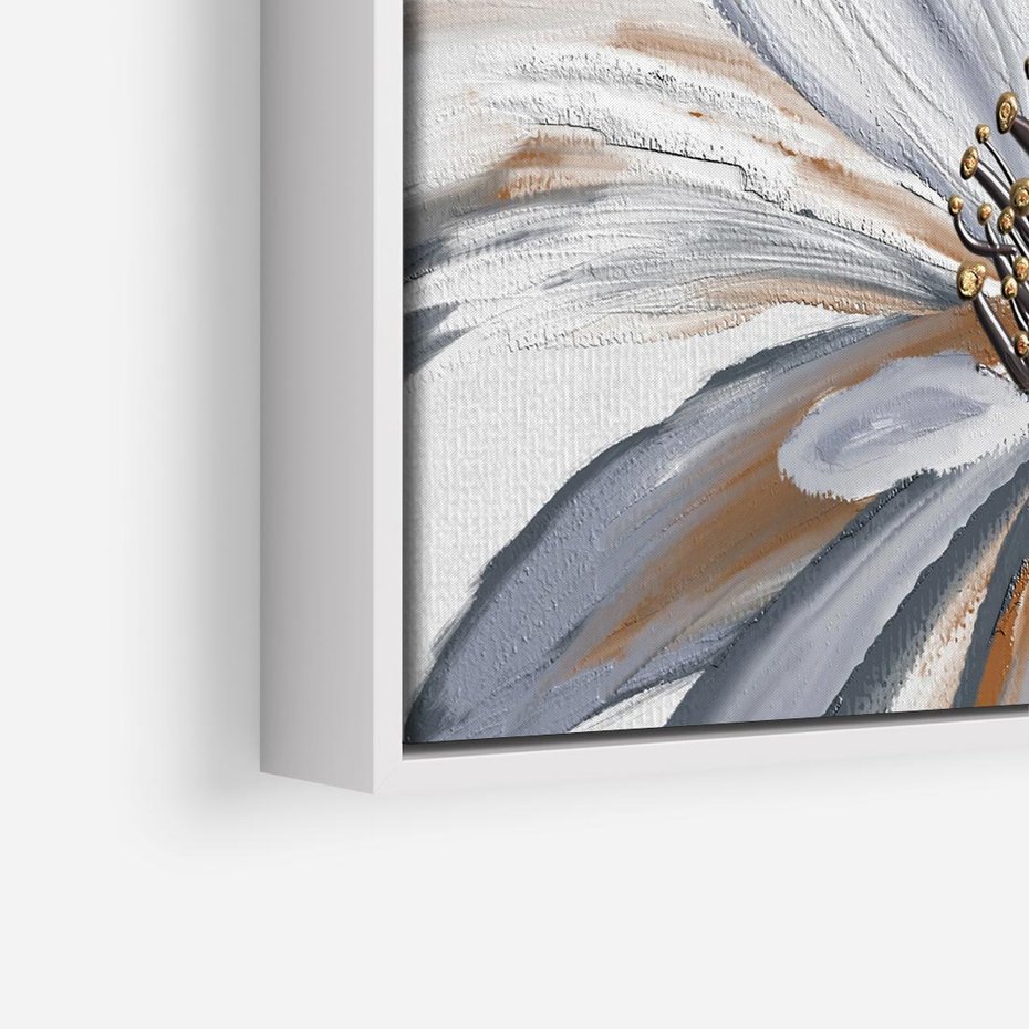 Obraz w ramie 80x80 - Olejne kwiaty - wyraz emocji - kwiaty, malowane - rama biała