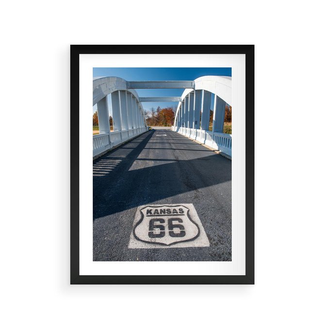 Plakat w ramie 30x40 - Kansas i Route 66 - Kansas, route 66 - rama czarna