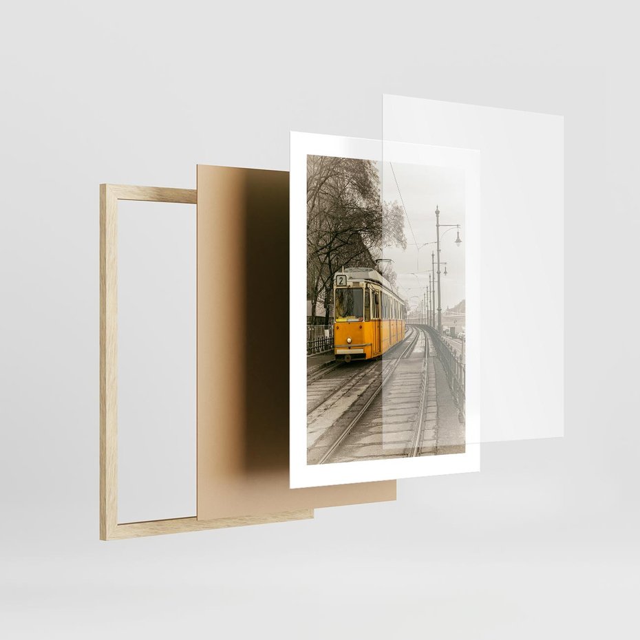 Plakat w ramie 30x40 - Tramwaj w Lizbonie - Lizbona, tramwaj - rama drewno