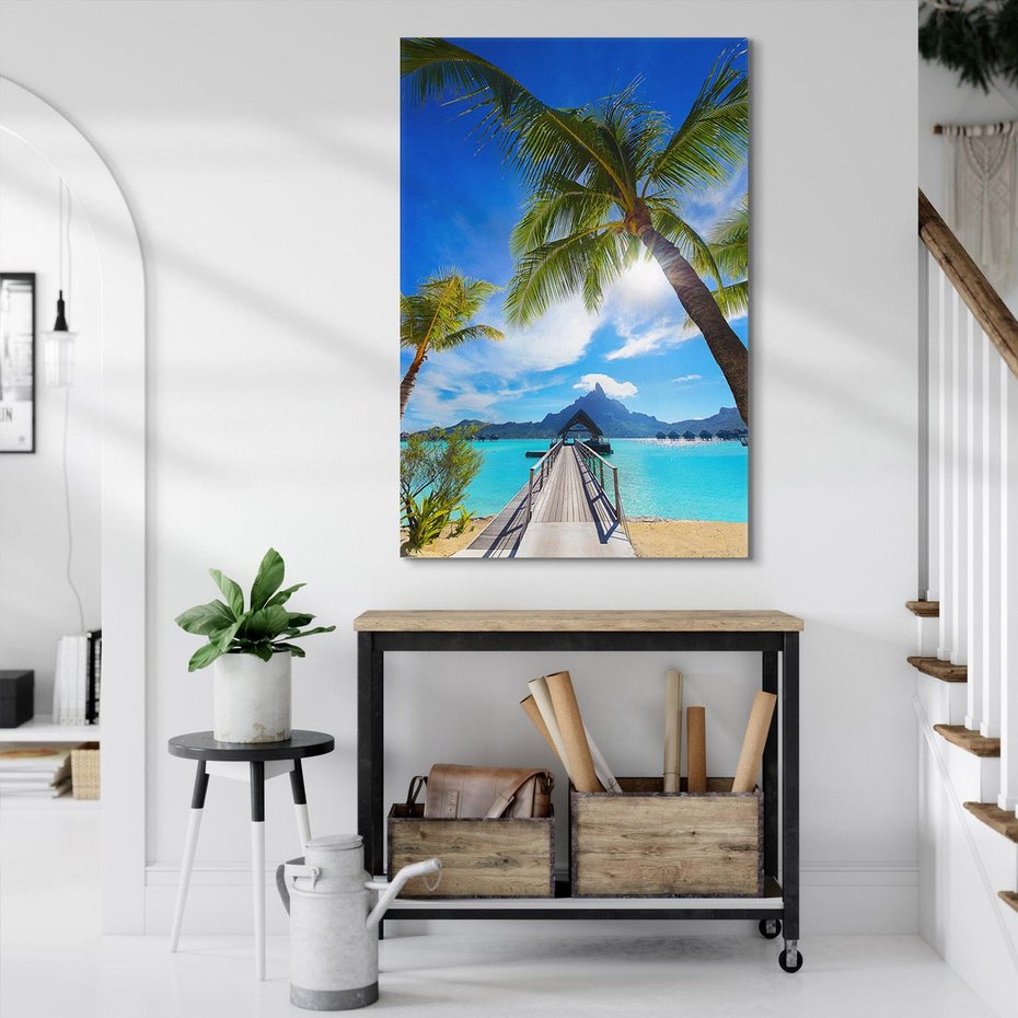 Obraz na płótnie 70x100 - Tropikalne palmy nad oceanem - palmy, ocean