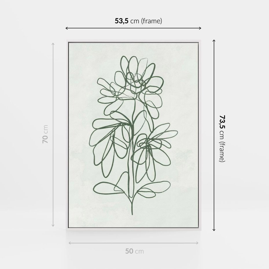 Obraz w ramie 50x70 - Spokojne Poddanie Naturze - zielony plakat, roślinne inspiracje - rama biała