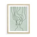 Plakat w ramie 50x70 - Spokojne Objęcia Natury - abstrakcja, zielony szkic - rama drewno