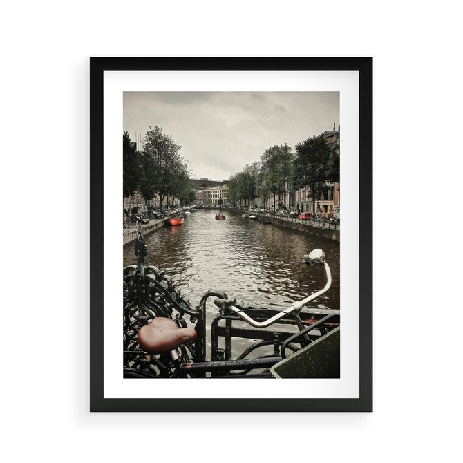 Plakat w ramie 40x50 - Miasto na Wodzie - holenderskie kanały, amsterdam - rama czarna